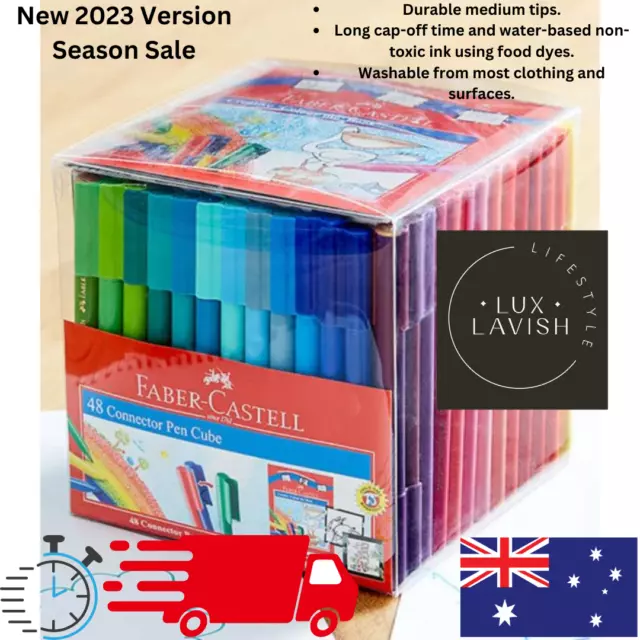 Faber Castell 48 Pack Texters Connector Pens Art Drawing Texta Colouring Kids AU