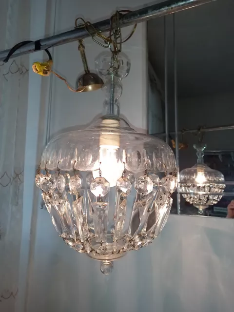 Lampadario sfera cristallo vintage diam 25cm  crystal sphere chandelier lustre