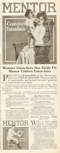 1912 Mentor Knitting Mills Ohio Womens Union Suit Men's Underwear Photo Ad