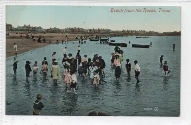 BEACH FROM THE ROCKS, TROON: Ayrshire postcard (C80708)