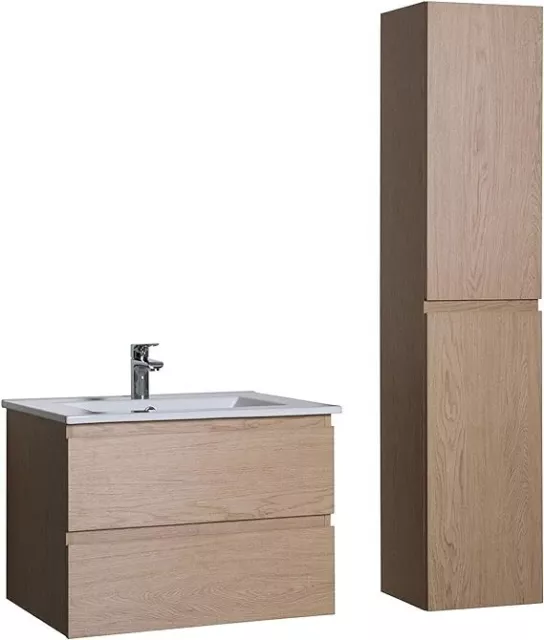 Ensemble Meubles de Salle de Bain Marron - Tiroirs - Placards - Rangements