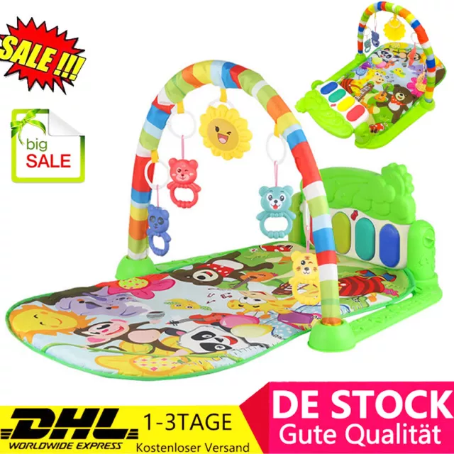 3 in 1 Baby Gymcenter Spielmatte Krabbeldecke mit Musik Spielbogen Erlebnisdecke