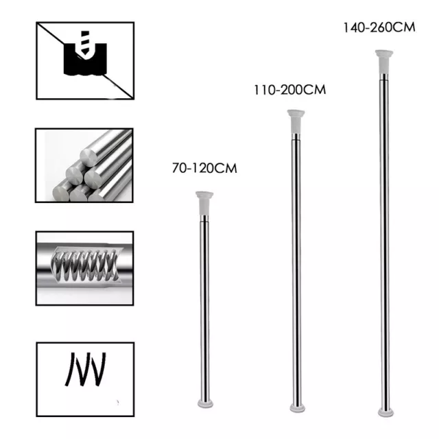 Edelstahl Teleskopstange Klemmstange Duschvorhangstange Spannstange Ohne Bohren