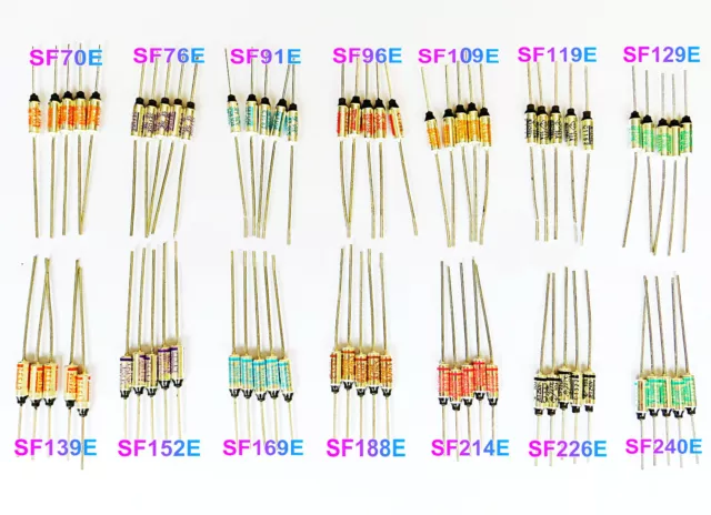 SF70E to SF240E SEFUSE Cutoffs NEC Thermal Fuse 10A 250V Assortment Kit 70pcs