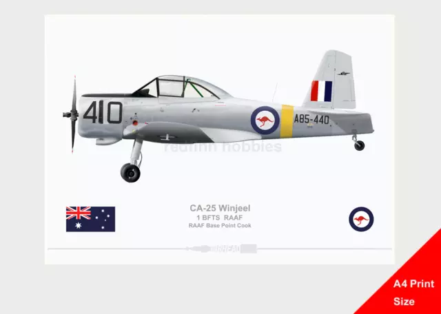 Warhead Illustrated CA-25 Winjeel 1 BFTS RAAF A85-440 A4 Aircraft Print
