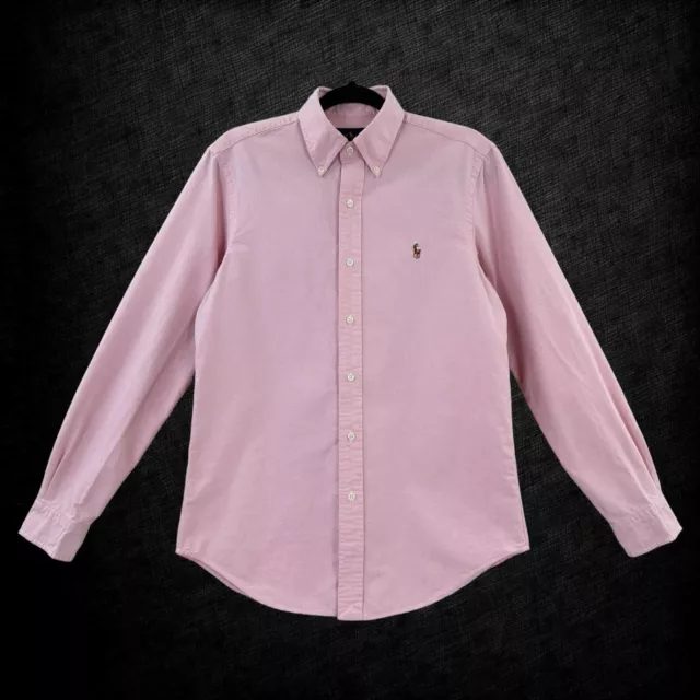 Ralph Lauren Shirt Mens Small Oxford Pink Cotton Long Sleeve Flesh Polo Pony