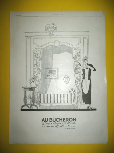 PUBLICITE DE PRESSE AU BUCHERON GRAND MAGASIN ILLUSTRATION RENé VINCENT 1924