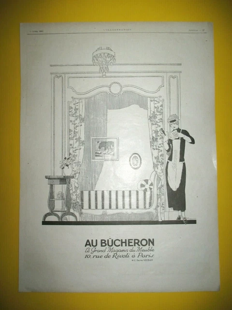 PUBLICITE DE PRESSE AU BUCHERON GRAND MAGASIN ILLUSTRATION RENé VINCENT 1924