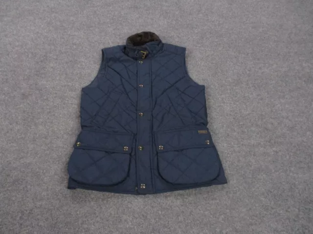 Polo Ralph Lauren Vest Jacket Adult S Blue Quilted Fill Full Zip Pockets Womens