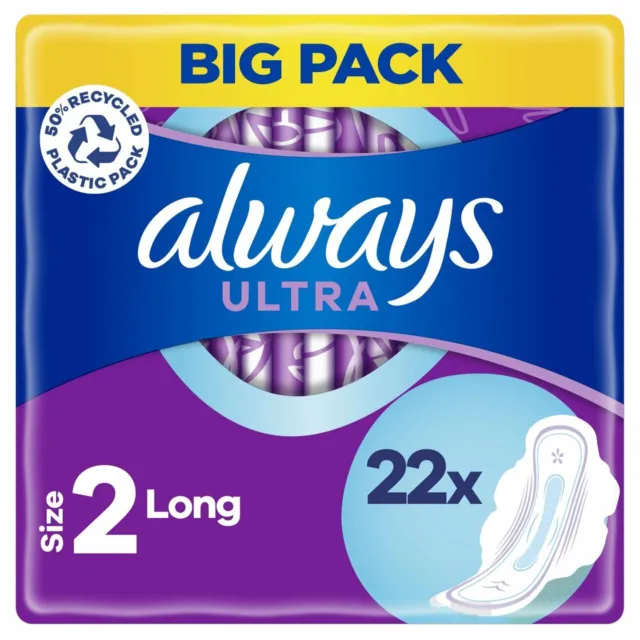 Always Ultra Lang (Talla 2) Toallas Sanitarias con Alas Pack 22 Pastillas de Freno