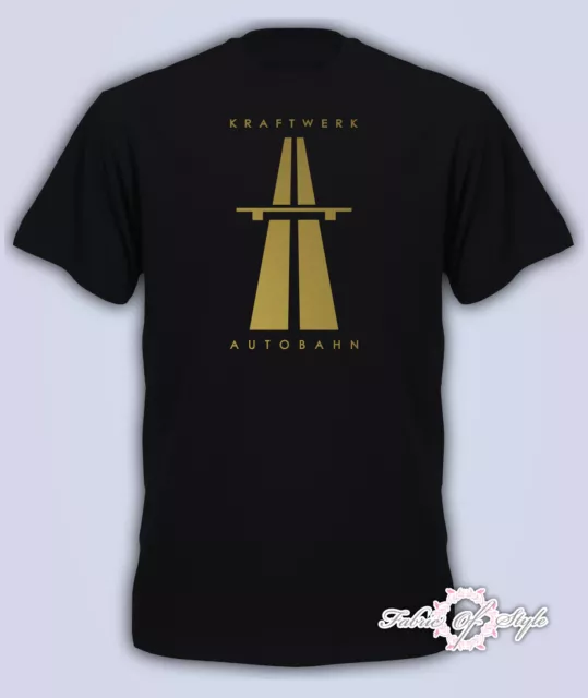 KRAFTWERK Tribute AUTOBAHN RETRO TECHNO Mens T-Shirt Black Gold