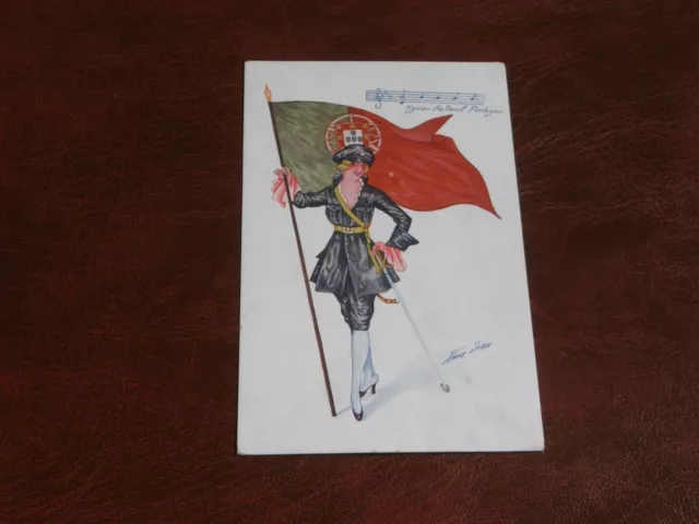 Original  Xavier Sager Signed Art Nouveau Glamour Postcard - Military, Portugal.