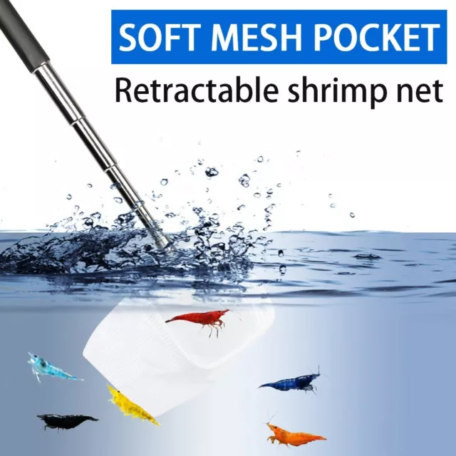 Fish Shrimp Skimming Net Fine Mesh Extendable Stainless Steel Handle Fishing Net