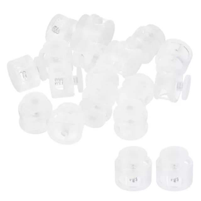 60Pcs 0.6" Dia Cord Locks Double Hole Cord Fastener Clear