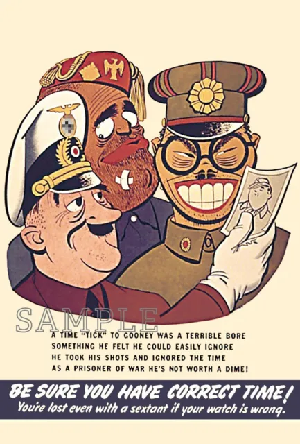 1942 WWII Hitler Mussolini Tojo Axis cartoon comic propaganda postcard[P22]