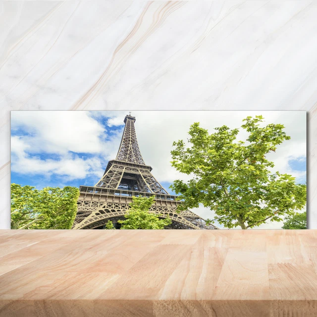 Panneau Décoratif Cuisine Verre Tour Eiffel Paris - 100x50 Cm, Design Moderne