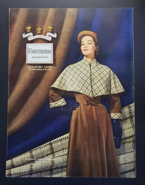 1951 Forstmann Woolen Company Woman Wearing Capelet Coat Virgin Wool Print Ad