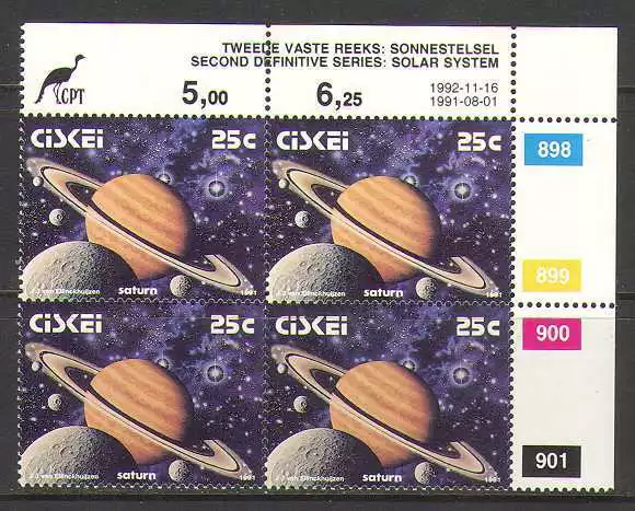 Ciskei 1992 SPACE/Planets 25c control blk rprt (n20159)