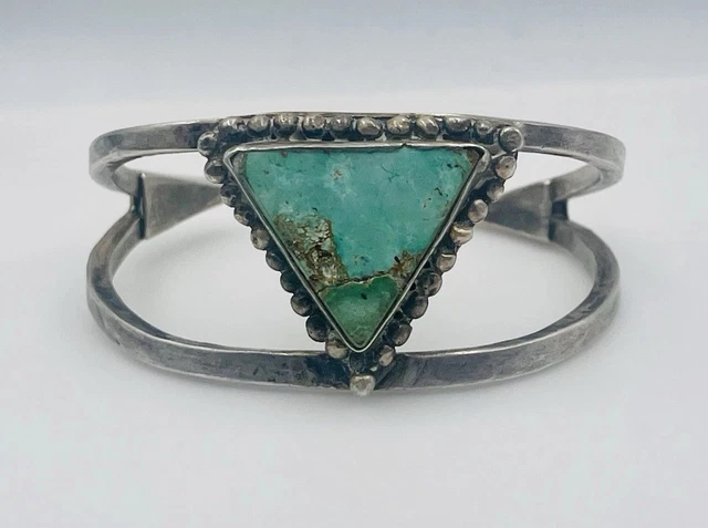 Bracelet Argent 925 Et Or Avec Pierre Turquoise Naturelle - Réglable Unisexe - Neuf