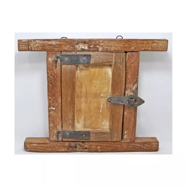 Ancien en Bois Petit Fenêtre Mural Décor Original Ancien Crafted Peint Rustic