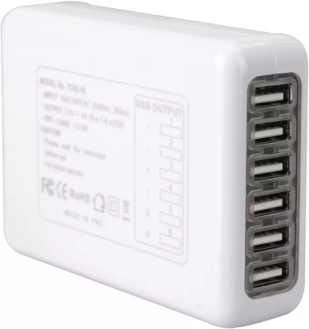 6 Port USB 4A Travel Charger AC Plug AU Power Adaptor TC02 White