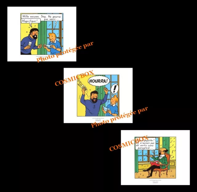 Lot 3 Ex-libris TINTIN et Les BIJOUX de la CASTAFIORE affiche Hergé triptyque BD