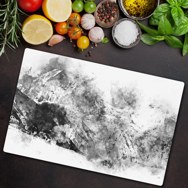 Planche à Découper En Verre Trempé - Lot De 2, Motif Feuilles De Banane Vertes (30x52 Cm)