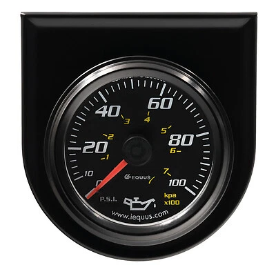 Equus 2.0 Dia Oil Pressure Gauge Black 0-100psi - E6244