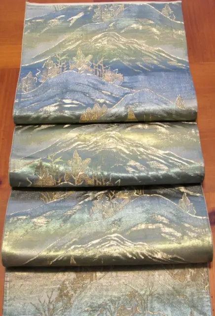 Mountain Trees Iridescent Obi Fabric Made in Japan 100% Silk 52" Length #310A
