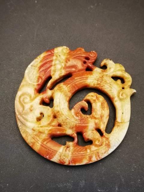 Highly Profitable Chinese Old Jade Hand Carving Hollow Out Dragons Pendant C78