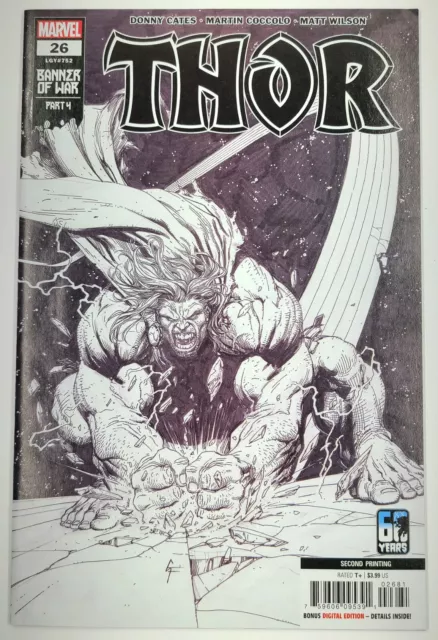 Thor #26 (2022) Gary Frank 1:10 Ratio! Second Print Variant Cover! Hulk vs Thor!