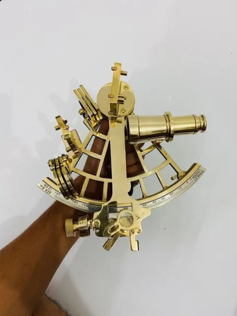 9" Solid Brass Working Sextant Navigation Vintage Ship Astrolabe Model Sextant