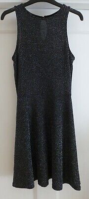 Girls Age 9 yrs Lovely Black & Silver Sparkle Thread Sleeveless Dress ~ New Look