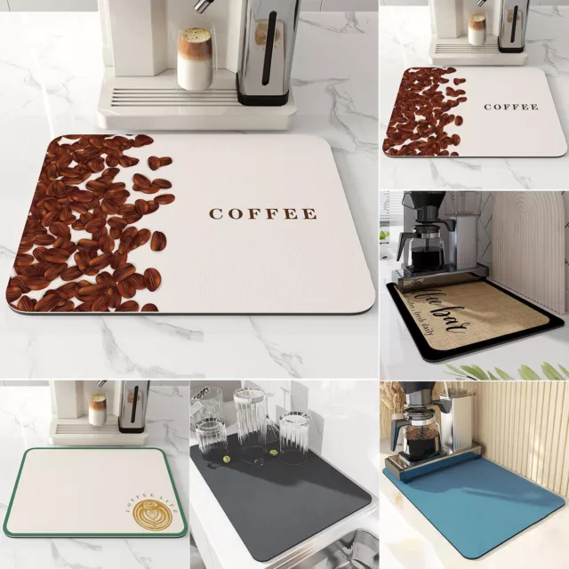 Coffee Mat Hide Stain Rubber Backed Absorbent Coffee Maker Mat for  Countertops Coffee Bar Dish Drying Mat 20x24in, Gray