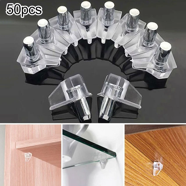 50 pezzi armadietto da cucina in plastica trasparente supporti a scaffale con perni metallici