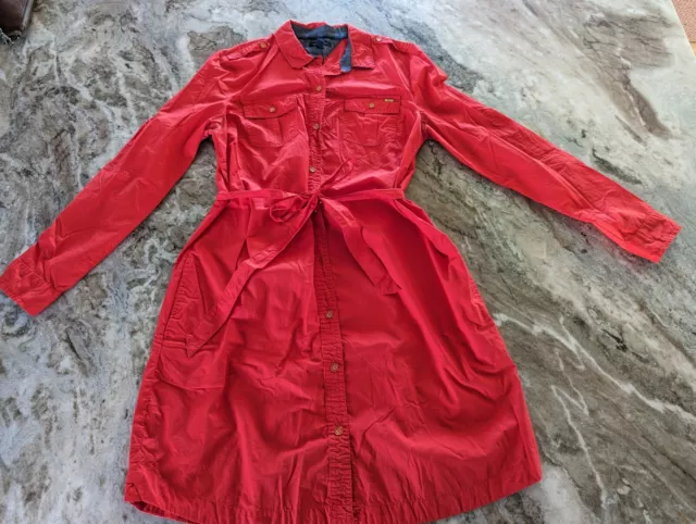 TOMMY HILFIGER Red, Button Down, Tie Front, Midi Shirt Dress!  Women's Size L