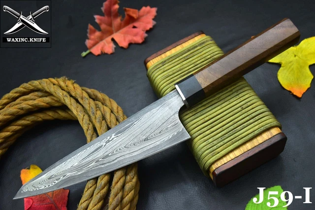 Custom San Mai Damascus Steel Chef Knife Handmade,Walnut & Horn Handle (J59-I)