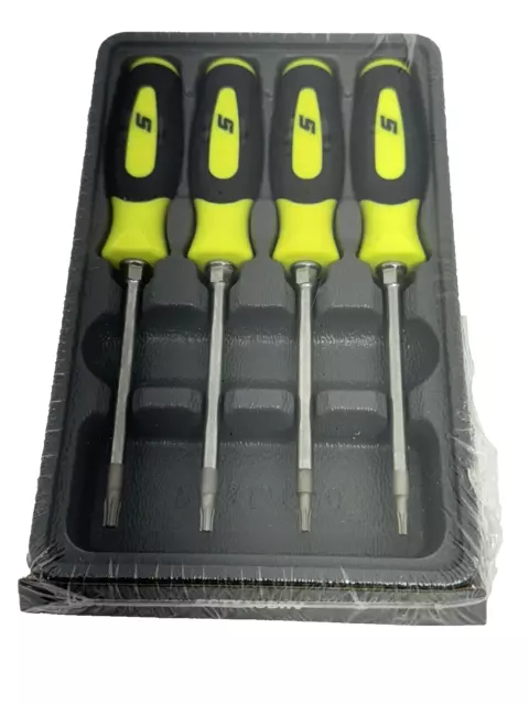 New Snap-on Instinct Yellow Soft Handled 4c Mini Torx Screwdriver SET SGTX40BHV