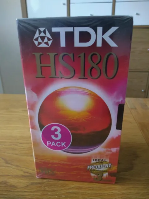 Pack of 3 TDK HS180 3 Hours Blank VHS Video Cassette Tapes