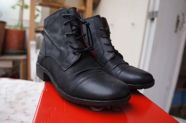 Bottines Bunker Femme Modèle B929 Avec Détails Cloutés - Cuir Noir, Talon Plateforme, Neuves