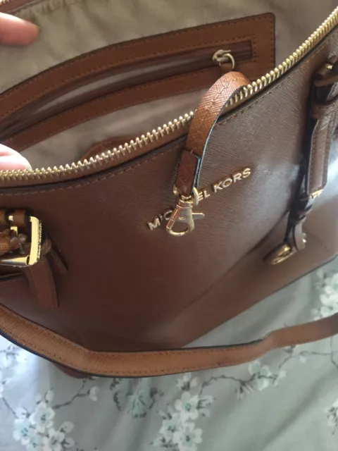 Genuine Michael Kors Saffiano Leather Jet Set Brown Bag With Dust Bag