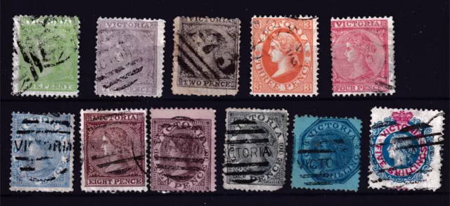 Victoria 1863-01 Laureates X  11 Different To 5/- Used (M82)