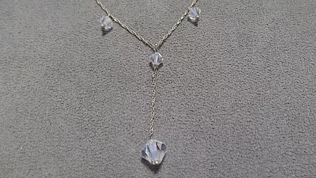 NWOT QVC 14k Yellow Gold 16" Crystal Dangle Y Necklace—LONG RETIRED!