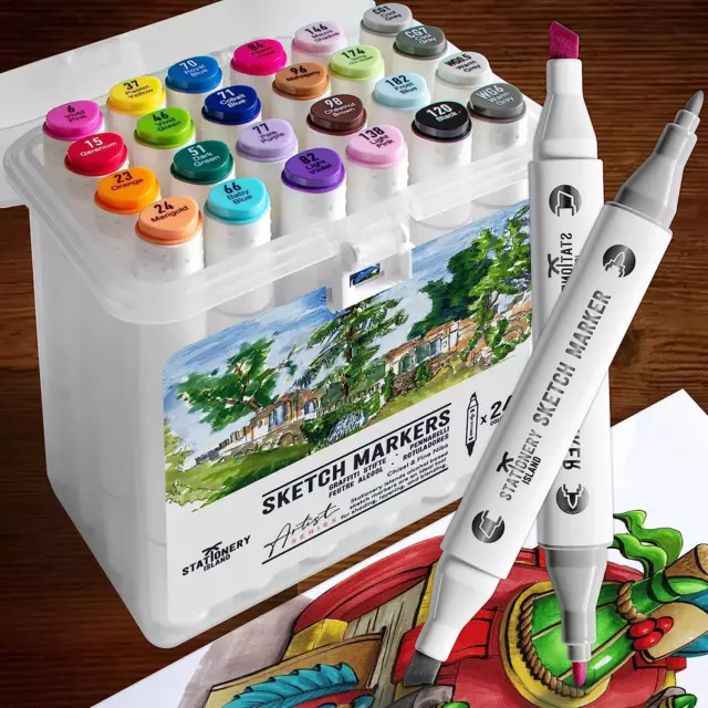100 Colors Artist Alcohol Markers Dual Tip Art Marker Twin Sketch black  penshold