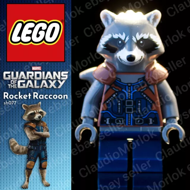 ⭐ LEGO Rocket Raccoon minifigure sh384 Marvel Guardiani della Galassia Galaxy