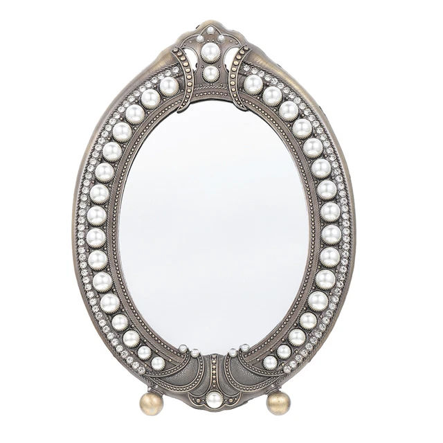 Maquillaje decorativo -espejo estilo retro diseño de perlas vintage maquillaje espejo