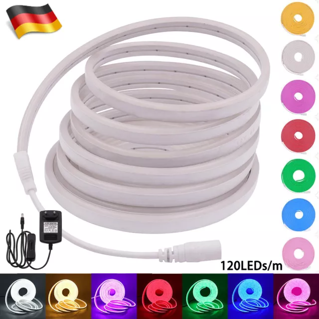 12V 2835 Neon LED Strip Streifen Flex Lichtschlauch Lichtband Außen mit Netzteil