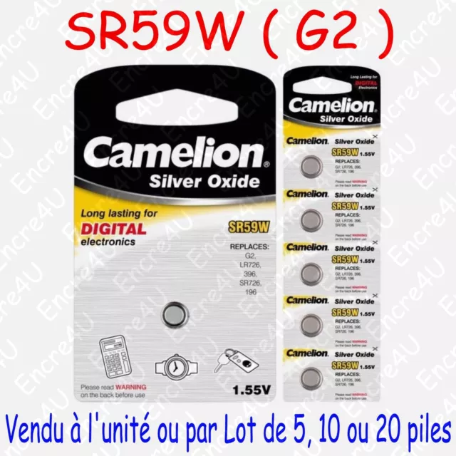 Pile Bouton SR Oxyde d'argent 1,55V : SR59W G2 196 396 SR726 LR726 : x 1 5 10 20