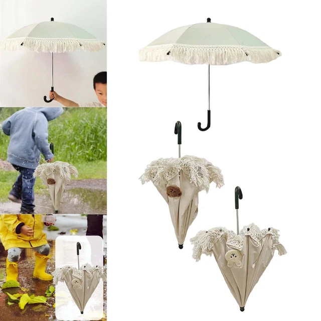 Baby Parasol Windproof Portable with Tassel Children's Outdoor Beach Umbrella
