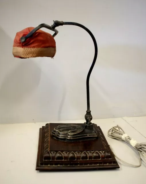 ANTICA LAMPADA  SCRIVANIA Ministeriale DESK TOP LAMP PARALUME TESSUTO ANNI '40s 3